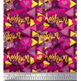 thumbnail image 1 of Soimoi Pink Cotton Cambric Fabric Text,Heart & Triangle Geometric Print Fabric by Yard 56 Inch Wide, 1 of 3