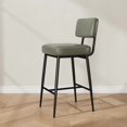 thumbnail image 2 of Bar Stools Set of 2, 26" Faux Leather Counter Height Bar Stool with Back, Metal Legs, Modern Upholstered Barstool Chairs for Island, Counter Bar, Kitchen, Rustic Green, 2 of 6