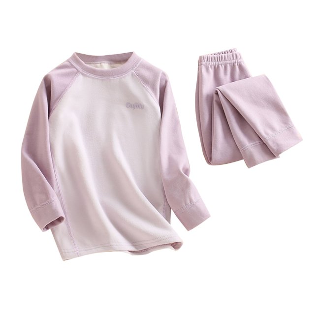2025 Winter And Fall Pajama Set Boy's And Girl's Printing Conditioning Clothes Two Piece Set Conditioning Sleepwear Purple