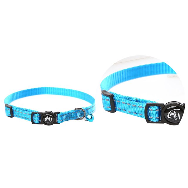 Collier pour Animaux Réfléchissant avec Cloche Collier Réglable pour Animaux avec Cloche Collier en Nylon, Bleu Ciel