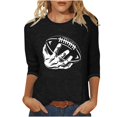 thumbnail image 3 of QATAINLAV T-Shirts Graphiques de Rugby pour Femmes Jour de Match 2025 Été Manches 3/4 Hauts Coupe Ample Décontractés Col Rond Blouses Tenues de Vacances Rabais de 90 % Liquidation Noir TTG, 3 of 5