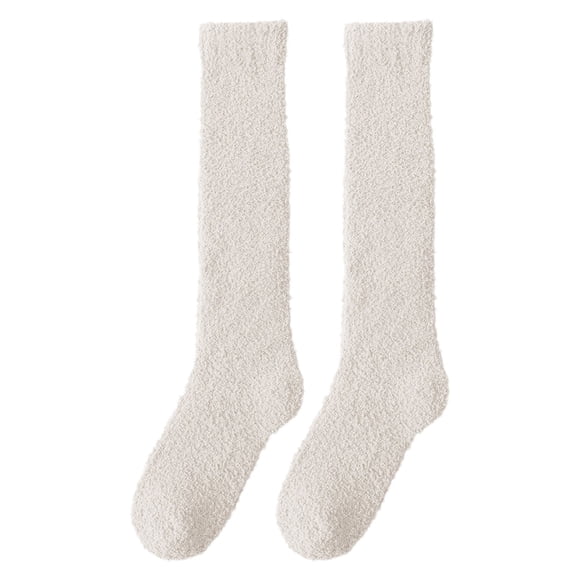 WTXUE Knee-High Stockings, Warm Socks Women Fluffy Winter Socks Warm Knee High Long Cosy Thermal Ladies Socks Fuzzy Thick Soft Christmas Gifts Multipack White