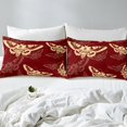 thumbnail image 4 of Erosebridal Boho Skull Bed Sheets Set Queen Size, Skeleton Moth Bed Sheets Queen, Red Gold 4 Pieces, 4 of 7