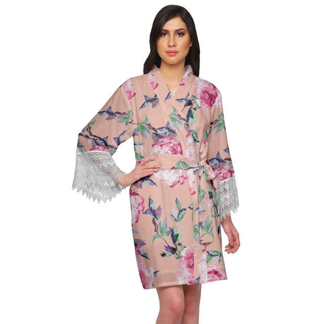 Moomaya Printed Cotton Robes For Women Plus Size Kimono Robe Short Nightwear