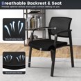 thumbnail image 4 of Gymax Ensemble de 6 Chaises de Bureau pour Conférence, Chaises Empilables en Maille pour Réception d'Invités avec Roulettes, 4 of 8
