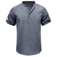 thumbnail image 4 of Kaemgyyd Men's Henley Shirts Stylish Short Sleeve Casual Button Tops Lightweight Solid Color Classic Basic Tee, 4 of 5