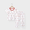 thumbnail image 2 of WERYOUNG Tenues d'Été pour Filles et Garçons Ensemble Haut à Manches Courtes Imprimé Dessin Animé Col Rond et Pantalon Taille Élastique Tenue Polyvalente pour Intérieur, Rouge, 8-10 Ans, 2 of 3