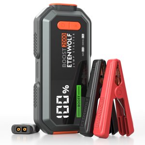 Démarreur de saut à batterie de voiture portable, 2000A Boîte de saut de pointe... 12V Démarreur de saut de voiture jusqu'à 8.0L Gaz et 6.5L Moteurs diesel, USB-C - Oui
