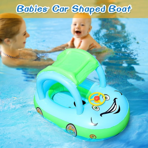 Siège Flottant Gonflable pour Bébé en PVC avec Auvent Pare-Soleil et Klaxon, Options Bleu Pâle/violet, pour Moins de 3 Ans, Taille Gonflée 85*60*50 cm, Dispositif Non Sauvetage - Surveillance d'Un Adulte Requise en Eau Peu Profonde