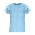 thumbnail image 4 of Yanlir 2025 Chemises d'Été pour Enfants Manches Raglan T-Shirt Graphique à Manches Courtes Haut à Col Rond T-Shirt pour Filles Tee Ample Décontracté Hauts (Bleu Ciel#1, 11 Ans), 4 of 7