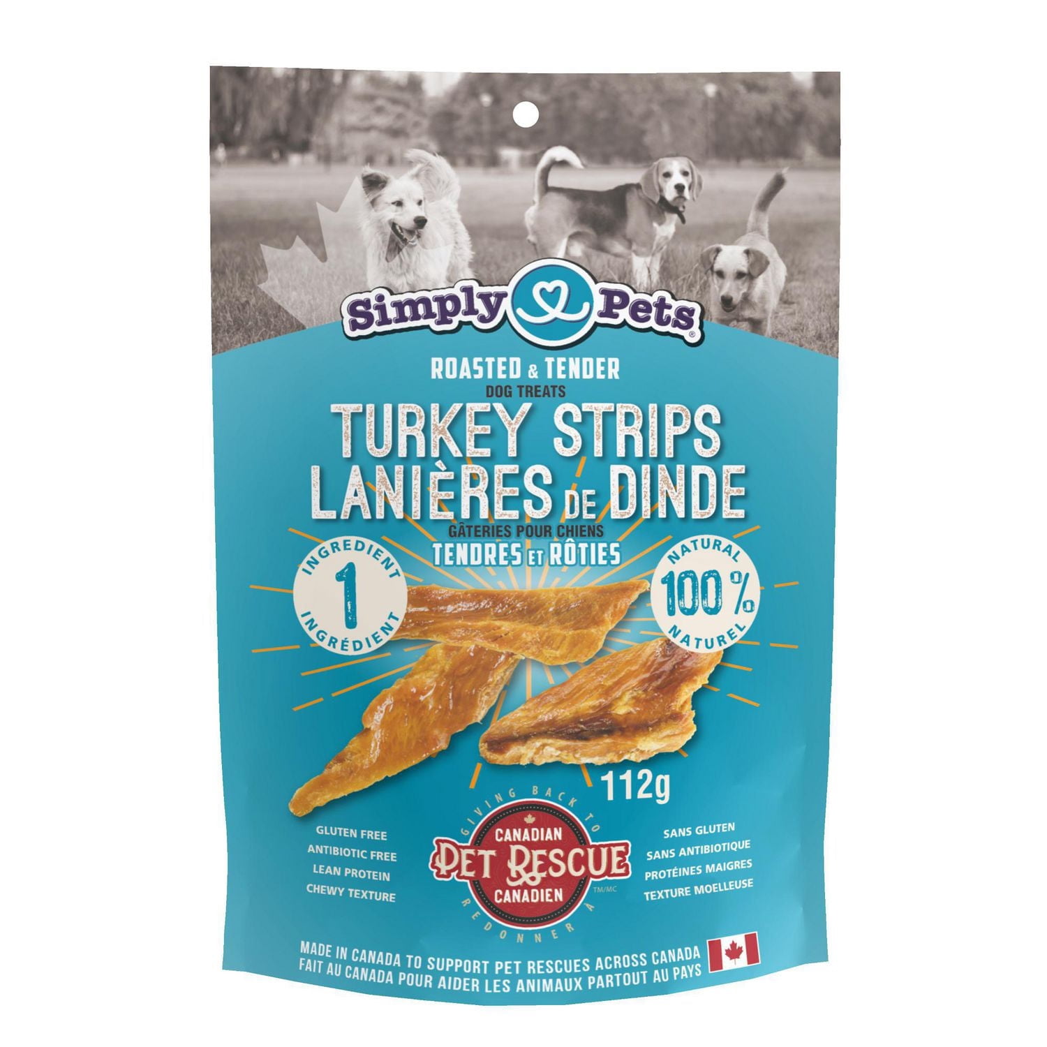 Simply Pets All Natural Roasted and Tender Turkey Strips Dog Treats 112g