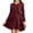 Wine, variant on RXMEKW Maternity Dress for Women Solid Color Round Neck Long Sleeve with Cinched Waist Loose Fit Comfortable Pregnancy Skirt for Outdoor Wear