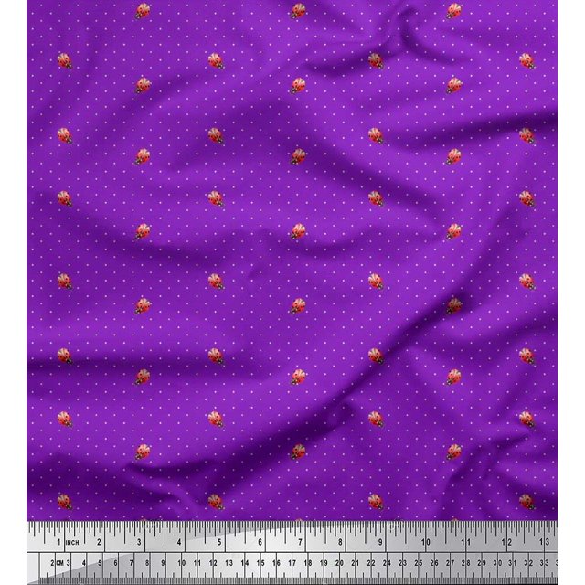 Soimoi Tissu Poly Georgette à Pois et Insectes Imprimé au Mètre 52 Pouces de Large
