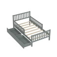 thumbnail image 4 of HMSHA Twin Size Wood Platform Bed with Guardrails on Both Sides and Two Storage Drawers,Grey, 4 of 12