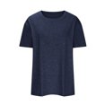 thumbnail image 3 of AherBiu Womens Tops Basic Solid Color Casual Crewneck Short Sleeve Loose Fitting Comfy Tops Tees Shirts, 3 of 4