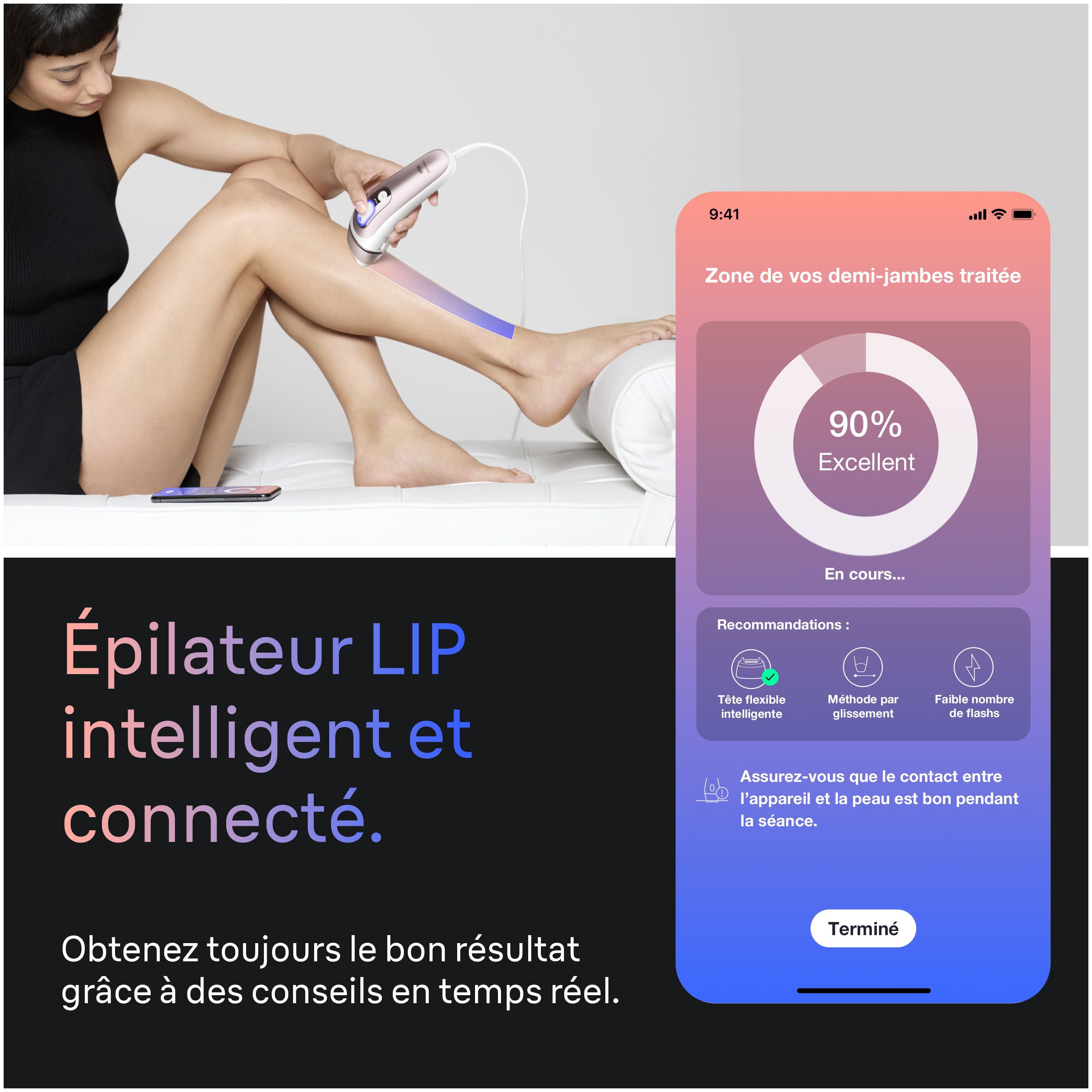 Système d’épilation à domicile Braun Peau i-expert, technologie LIP intelligente, PL7243, pour femmes et hommes, avec application, avec étui haut de gamme, 3 têtes, rasoir Venus