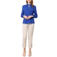 thumbnail image 2 of INSPIRE CHIC Women's Keyhole Stand Collar Pleated Back Button Blouse Tops, 2 of 6
