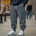 thumbnail image 3 of Yuyuzo Mens Cargo Sweatpants Causal Drawstring Workout Joggers Fleece Solid Color Athletic Pants with Pockets, 3 of 7