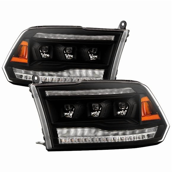 Spyder Automotive Headlight Assembly 5088673 Apex Series; LED Bulb; High Beam LED/Low Beam LED; Clear With Amber Turn Signal; Clear Lens; Black Housing; DOT/SAE Approved; Set Of 2