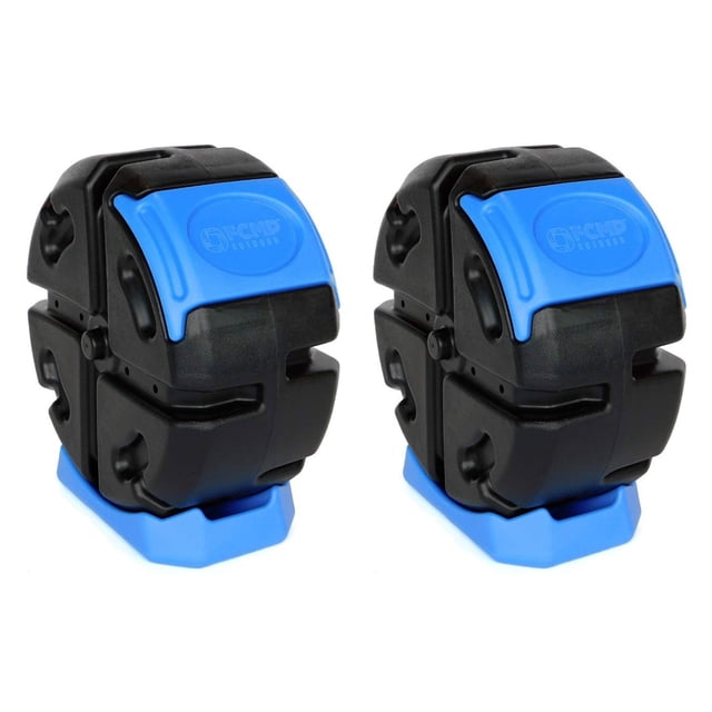 FCMP Outdoor Half Size 19 Gal Rolling Composter Tumbler Bin, Blue (2 Pack)