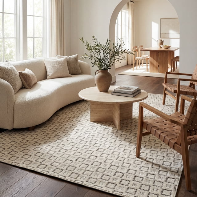 Rug Branch Maise Abstract Indoor Outdoor Area Rug, Cream Beige, Modern - Entryway, Hallway, Bathroom, and Kitchen
