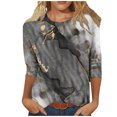 thumbnail image 2 of EQWLJWE Liquidation d'Économies d'Été! T-Shirts à Imprimé Graphique pour Femmes à Manches 3/4, T-Shirts d'Entraînement, Col Rond, T-Shirt Décontracté, Haut Gris G, 2 of 5