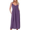 thumbnail image 1 of LSLJS Robe d'Été Décontractée Aguichant pour Femme, Sans Manches, à Col Rond, Unie, avec Fente, Grande Taille, 1 of 4