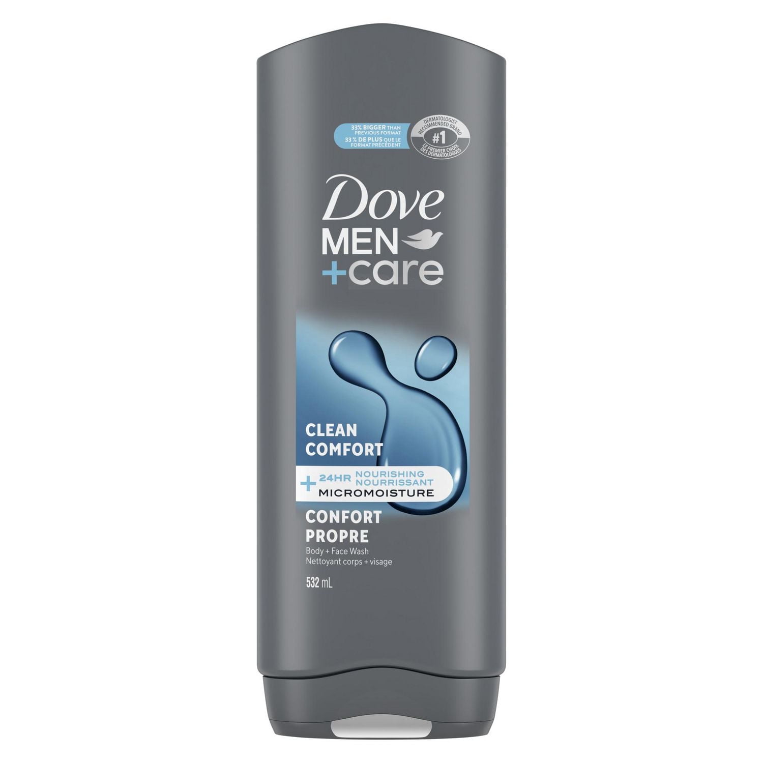 Dove Men+Care Nettoyant Corps et Visage Confort Propre Nourrissant 24 H, 532 ml
