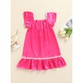 thumbnail image 2 of SAYOO Robe de Nuit pour Bébé Fille, Manches Courtes Col Carré Satin Été Automne Décontracté Maison Dentelle Midi, 2 of 8