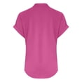 thumbnail image 5 of WEIYLL Womens Tshirt Summer Loose Fit V Neck Curved Hem Flowy Solid Hot Pink Tee Sizes L, 5 of 5