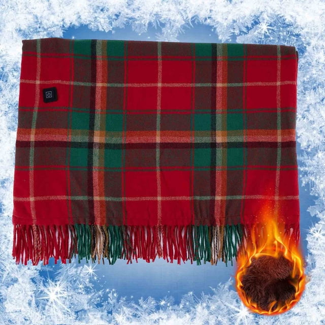 HHBEAUTY USB Heated Blanket Battery Operated, Portable Cozy Soft Throw, Constant Heating, 3 Levels, 78.7" x 26.7" Grid Blanket Machine Washable, Electric Shawls and Wraps With Zipper