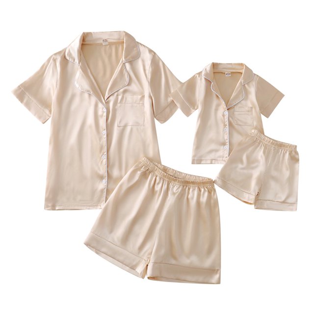 Ensembles de Pyjamas à Manches Courtes 2PCS pour la Famille Taille Verte Bébé-Enfant-Adulte Unisexe