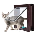 thumbnail image 4 of Porte Rabattable pour Chat, 4 Modes de Commutation Porte Rabattable Étanche en Plastique Transparent pour Maison pour Intérieur et Extérieur Blanc, Marron, 4 of 7