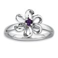 thumbnail image 1 of Bague Fleur Améthyste Polie en Argent Sterling Stackable Expressions Taille 10, 1 of 3