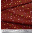 thumbnail image 3 of Soimoi Red Cotton Duck Fabric Leaves & Floral Watercolor Print Sewing Fabric BTY 58 Inch Wide, 3 of 5