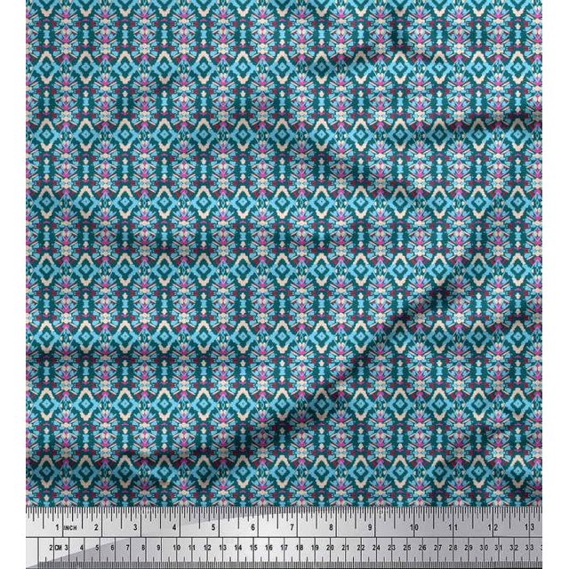 Soimoi Rayon Fabric Geometric Ethnic Printed Fabric 1 Yard 42 Inch Wide