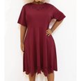 thumbnail image 4 of LOVZFMLL Mode Robe Maxi d'Été Ample pour Femme, Unie, Fleur Brûlée, Ajourée, Manches Courtes, Col Rond, Rouge, 3TG, 4 of 7