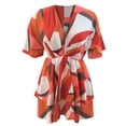 thumbnail image 4 of Robe Courte à Imprimé Floral pour Femmes, Plissée, Col en V, Cordon de Serrage, Taille Élastique, à Volants, Superposée, Robe Courte, 4 of 5