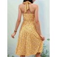thumbnail image 4 of Robe d'Été Sans Manches Portefeuille à Col en V à Fleurs pour Femme Mini Robe Jaune m, 4 of 5