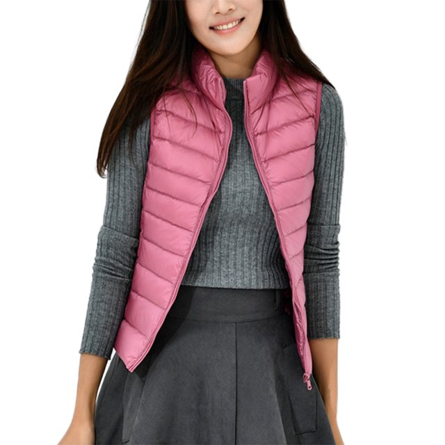 Innerwin Doudounes Manches Longues Gilet Matelassé Col Montant Chaud Rose TP