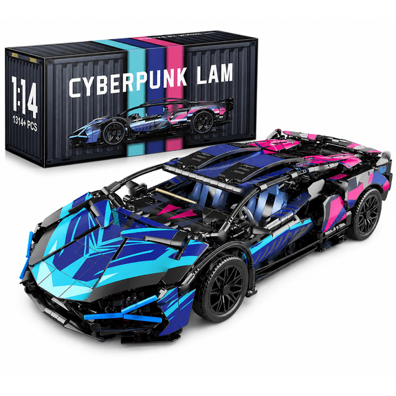 Tradeopia Cyberpunk Super Car Building Block Set, 1314-Piece Sports Car Model Construction Kit