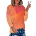 thumbnail image 1 of IROINID Offres Polyester Long Sleeve T-Shirt pour Women Confortable Été Col Rond Chemisiers de Sortie d'Impression Tops,Orange, 1 of 3