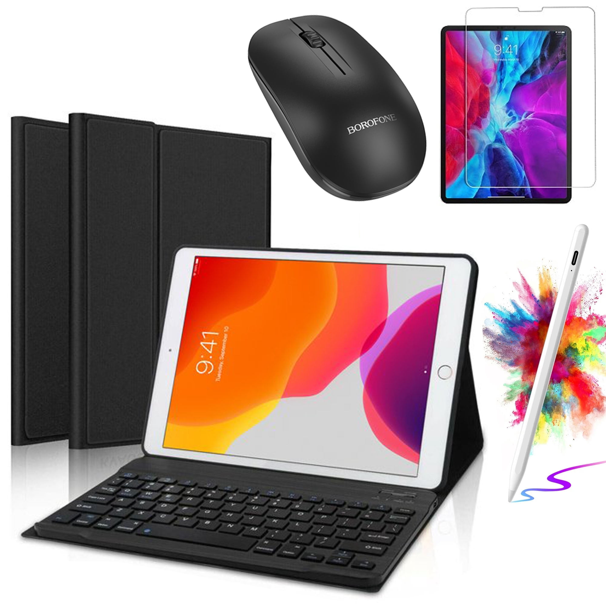 Case with Screen protector With Stylus Pen For iPad Air 13 Inch Case Keyboard (M3/M2, 2025/2024) & iPad Pro 12.9 (3/4/5/6th Gen) Magic Keyboard and Wireless Mouse, Stand Cover
