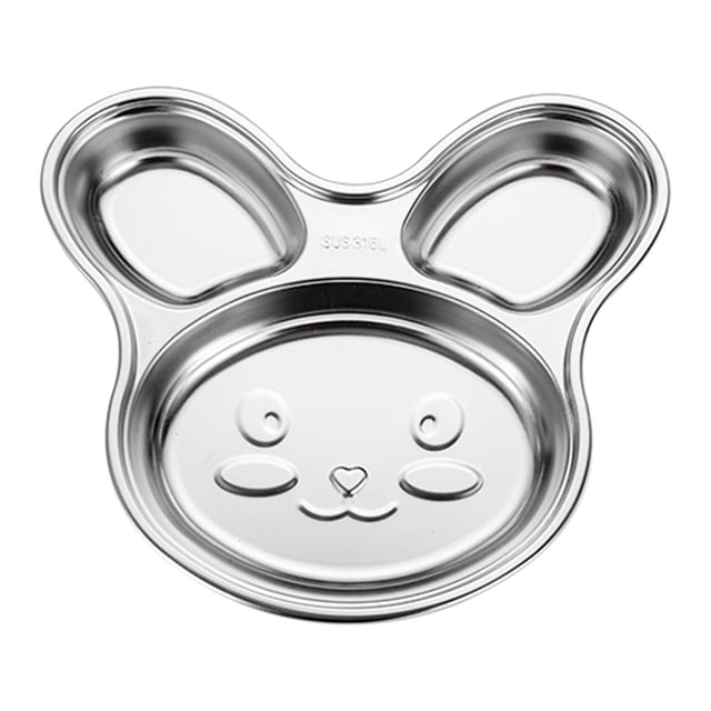 fheaev Plateau de Repas Compartimenté pour Enfants en Acier Inoxydable Vaisselle pour Bébé pour Manger à la Maison Mignon Plateau de Repas Compartimenté