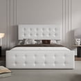 thumbnail image 4 of Full Size Platform Bed Frame with 4 Storage Drawers & Headboard,Faux Leather or Linen, Button Tufted Platform, Strong Wooden Slats,No Box Spring Needed, 4 of 7