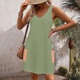 thumbnail image 5 of Timegard Robes pour Femmes Col en V Été Décontracté Robes T-Shirt Sortie de Plage Robe Débardeur avec Poches, 5 of 5