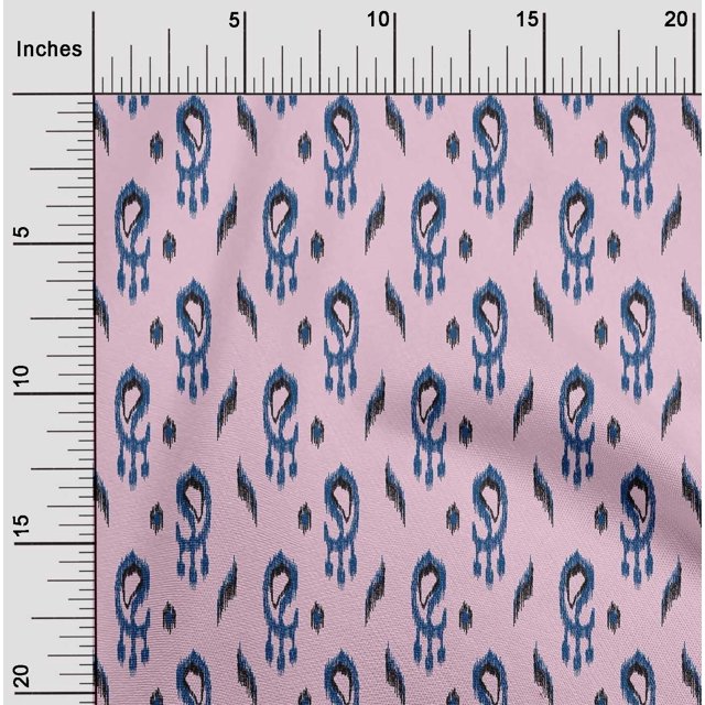 oneOone Tissu Georgette Viscose Tissu à Imprimé Cachemire Ikat BTY 42 Pouces de Large