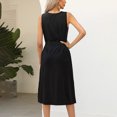 thumbnail image 4 of Robe d'Été pour Femme Sans Manches à Col Ras du Cou, Robe Basique Unie avec Taille à Nouer, Robe T-Shirt de Bureau avec Poches, 4 of 5