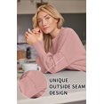 thumbnail image 4 of ORUYROP Women's Crewneck Batwing Long Sleeve Sweater 2023 Fall Oversized Ribbed Knit Side Slit Pullover Top, 4 of 7