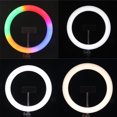 thumbnail image 4 of Bague Lumineuse à DEL, Luminosité Réglable, Bague Lumineuse à 3 Températures de Couleur, Hauteur Réglable de 10 Po, Interface USB RVB pour Selfie pour Fête, 4 of 8